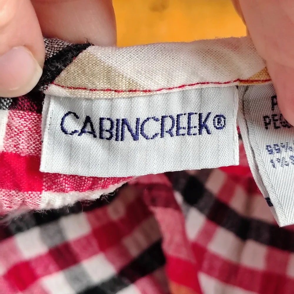 Cabin Creek Women Petite Medium Red Plaid 2 Piece Shirt and Tank Set cottagecore